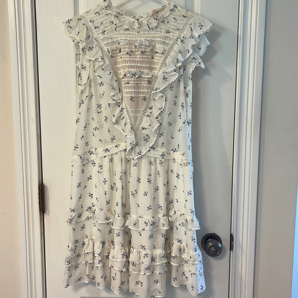 Rebecca Taylor floral print ruffle trim dress